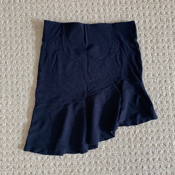 ZARA -Navy Blue Asymmetrical Mini Ruffle Skirt - M - Picture 1 of 2